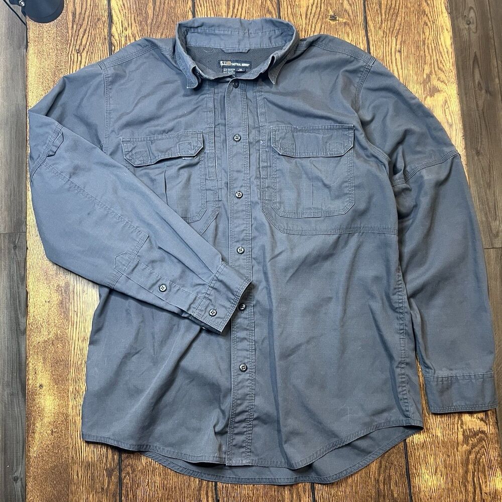 5.11 Tactical Series Mens Blue Long Sleeve Button Down Utility Shirt Medium